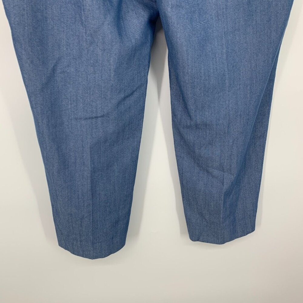 LOFT Pants Blue Chambray Taper Relaxed Slim Straight Tie Waist - Picture 9 of 10